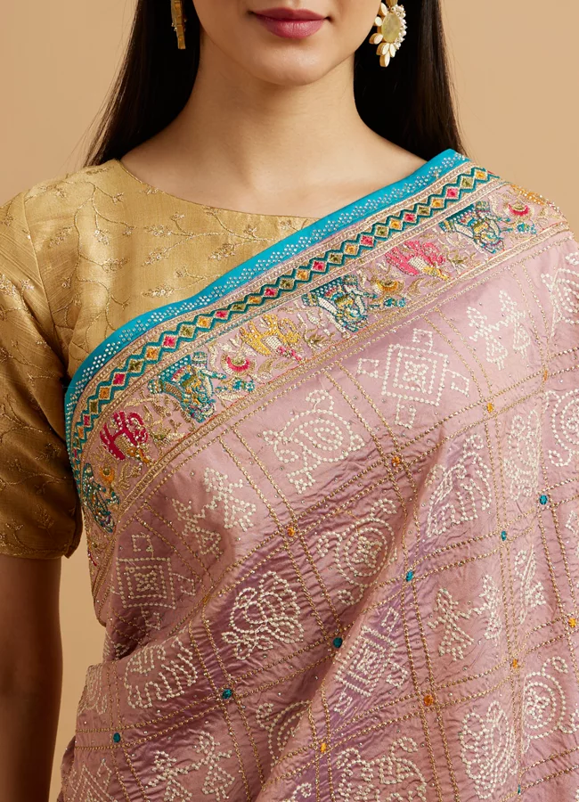 Engagement Glory Purple Silk Saree with Embroidery and Zari - Image 2