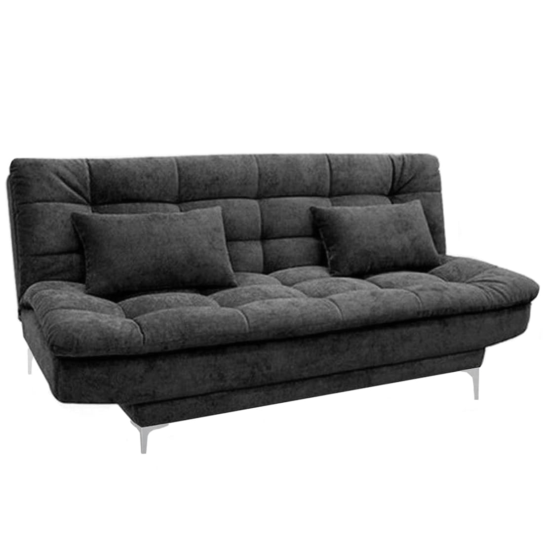 FURNY Supersoft 3 Seater Fabric Sofa Cum Bed Set (Dark Grey) - View 4