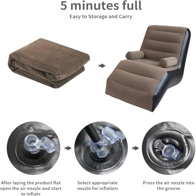 Pearo Inflatable Air Sofa Chair - Portable Single Seater Recliner Sofa Bed Set with Pump, Comfortable Air Chair, Inflatable Lounge Chair for Home, Outdoors &amp; Travel - View 2