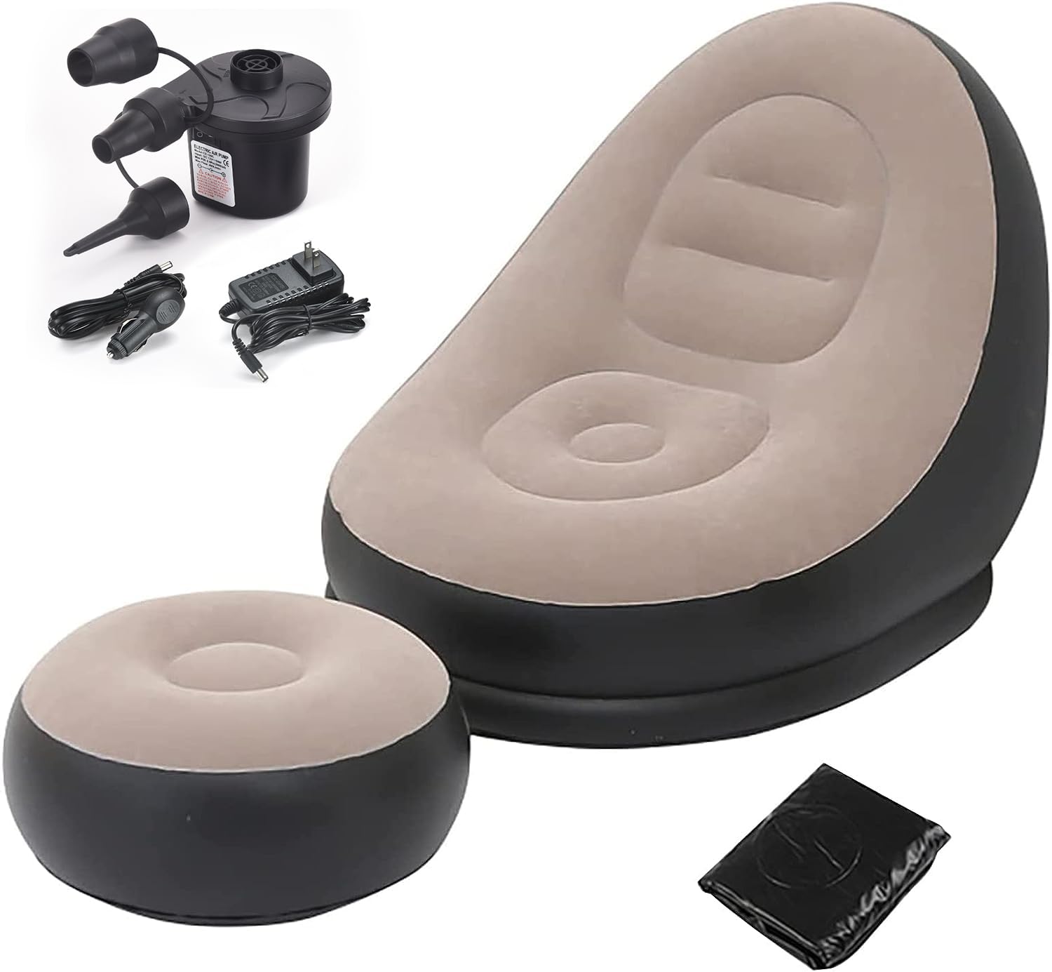 Inflatable Sofa with Household Air Pump - OKSTENCK Air Inflatable Sofa Couch Chair with Footstool for Indoor&Outdoor in Livingroom, Bedroom, Readingroom Office, Balcony, Garden, Courtyard