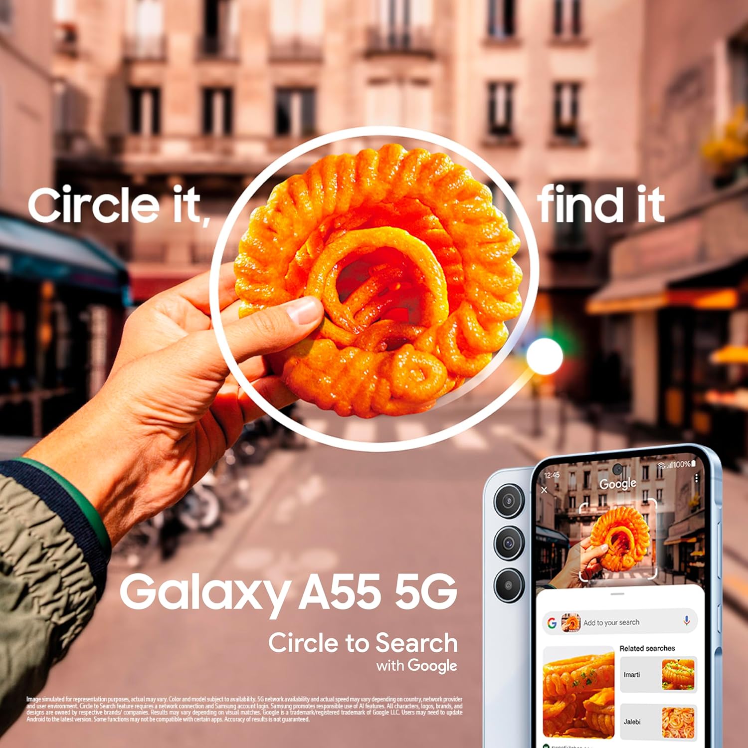 Samsung Galaxy A55 5G (Awesome Iceblue, 8GB RAM, 256GB Storage) | AI | Metal Frame | 50 MP Main Camera (OIS) | Super HDR Video| Nightography | IP67 | Corning Gorilla Glass Victus+ | sAMOLED Display - View 2